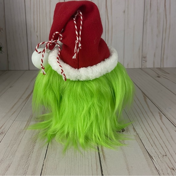 🚫SOLD🚫 Grinch Gnome Handmade Christmas Holiday Decor Green Faux Fur Red Flannel - Picture 7 of 12